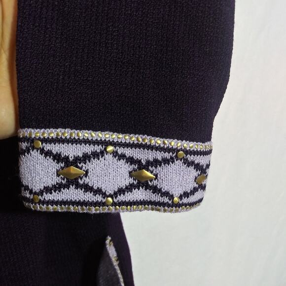 ST JOHN Eggplant Purple Santana Knit Sweater Cardigan Jacket Vintage Size Small - Picture 4 of 9